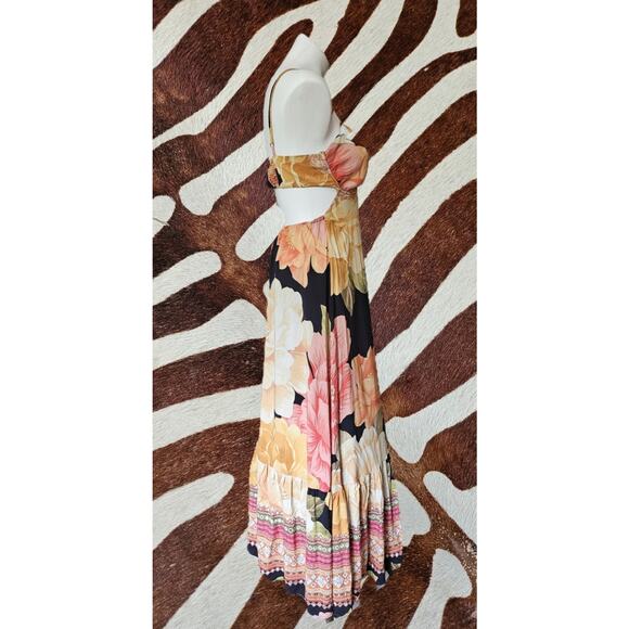 Farm Rio Tropical Floral Print Maxi Open Back Dress Sz P - Picture 4 of 4